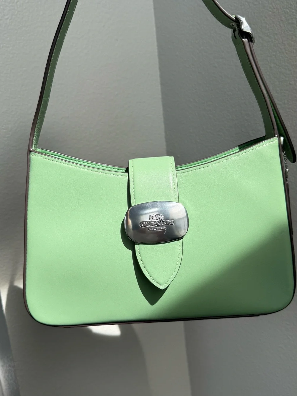 Coach Eliza Mint Green Shoulder Bag with Silver Hardware